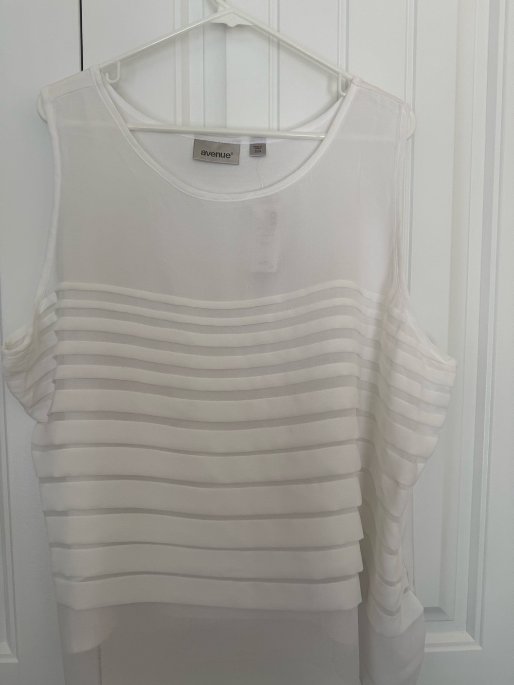 Avenue White Layered Sheer Sleeveless Camisole